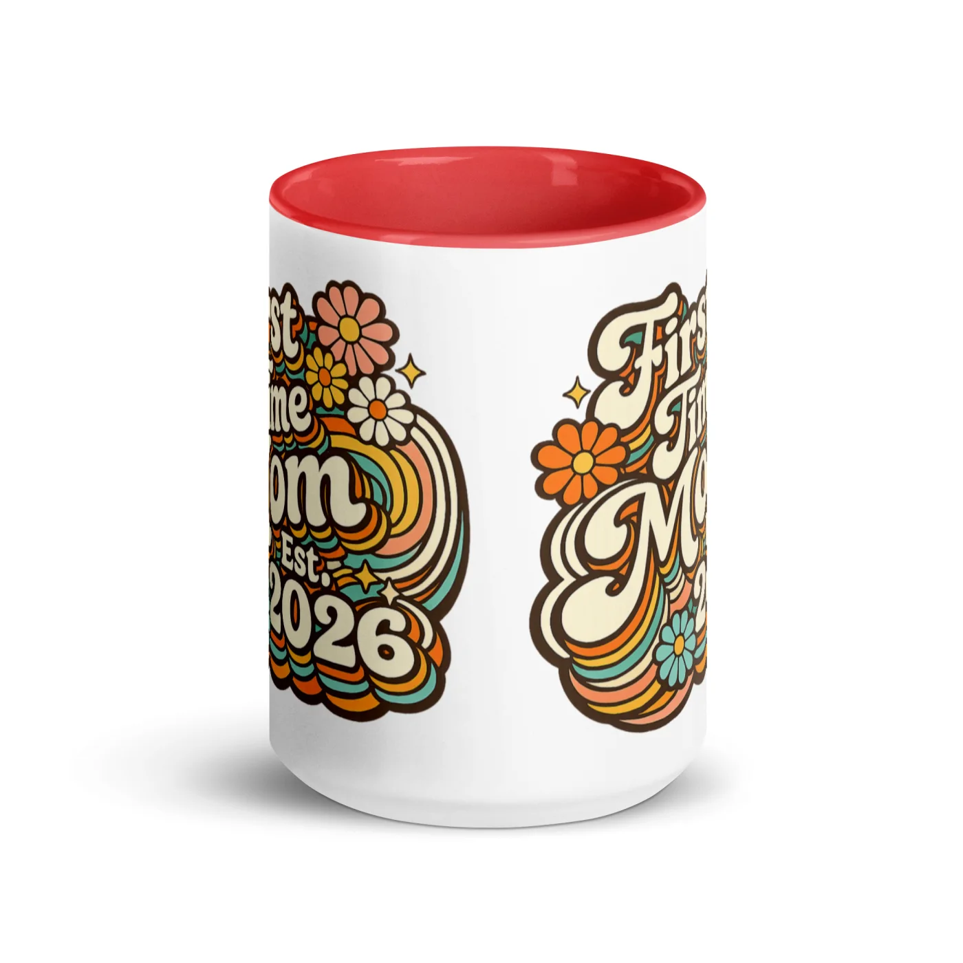 First Time Mom 2026 Mug, Mom Est 2026 Gift, New Mom Mug, Baby Shower Gift, Retro Mom Mug, Pregnancy Announcement Gift, Color Inside Mug