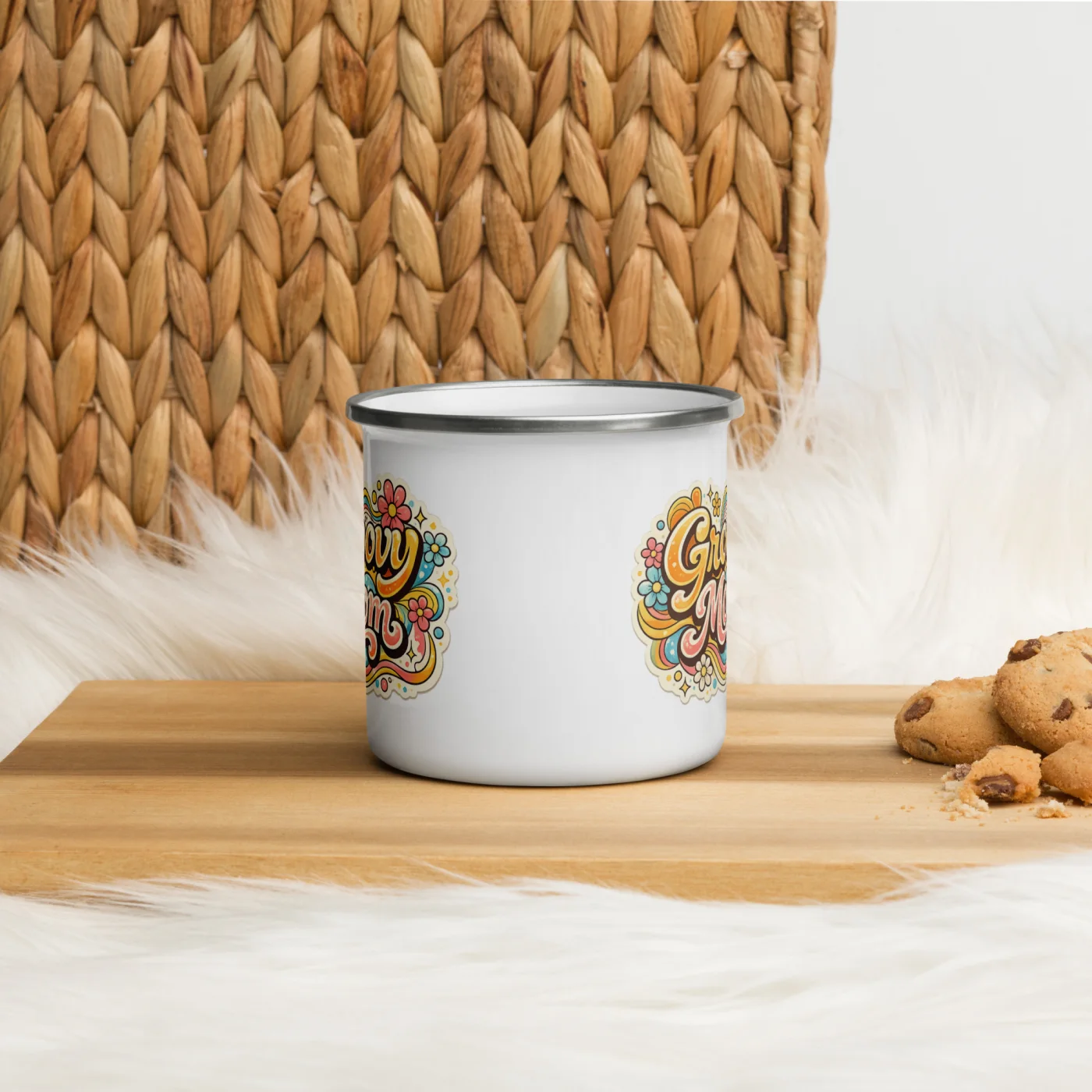 Groovy Mom Enamel Mug, Retro Mom Camp Mug, Camping Mom Gift, Vintage Mom Mug, Mother’s Day Gift, Outdoor Mug, Cool Mom Gift
