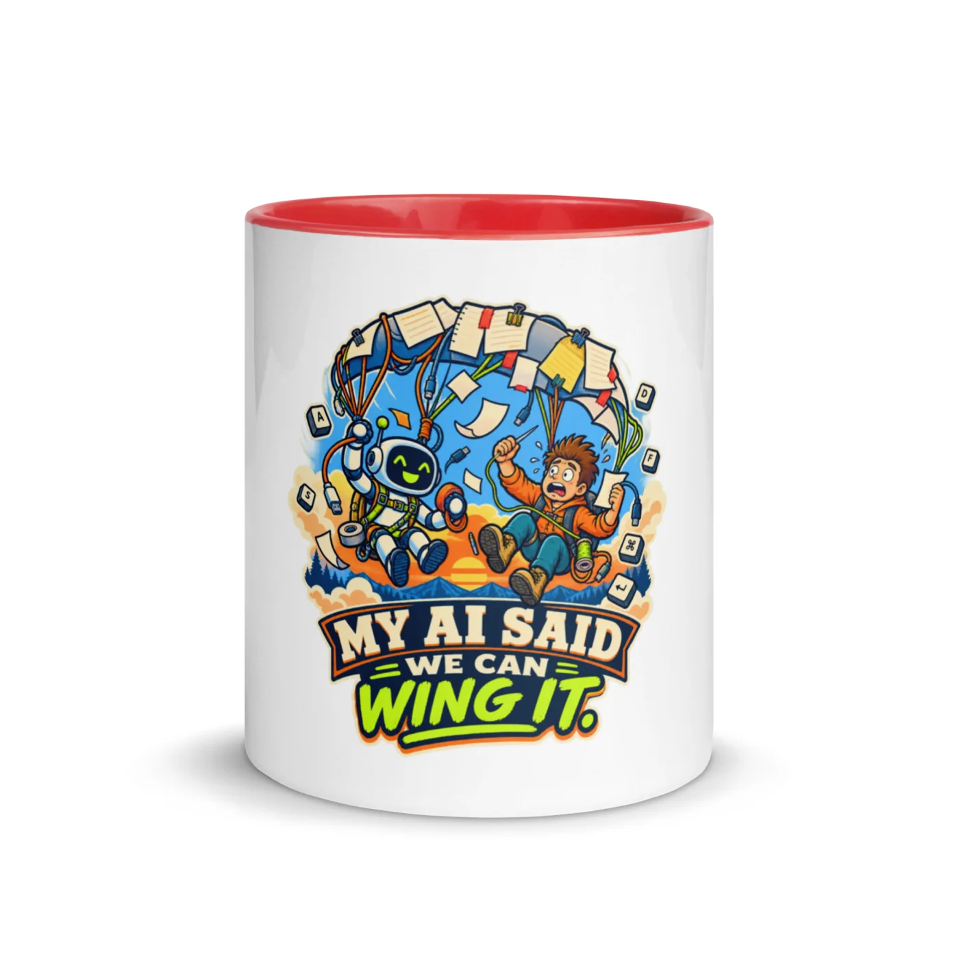 My AI Said We Can Wing It. - Funny AI Color-Inside Mug, Design A