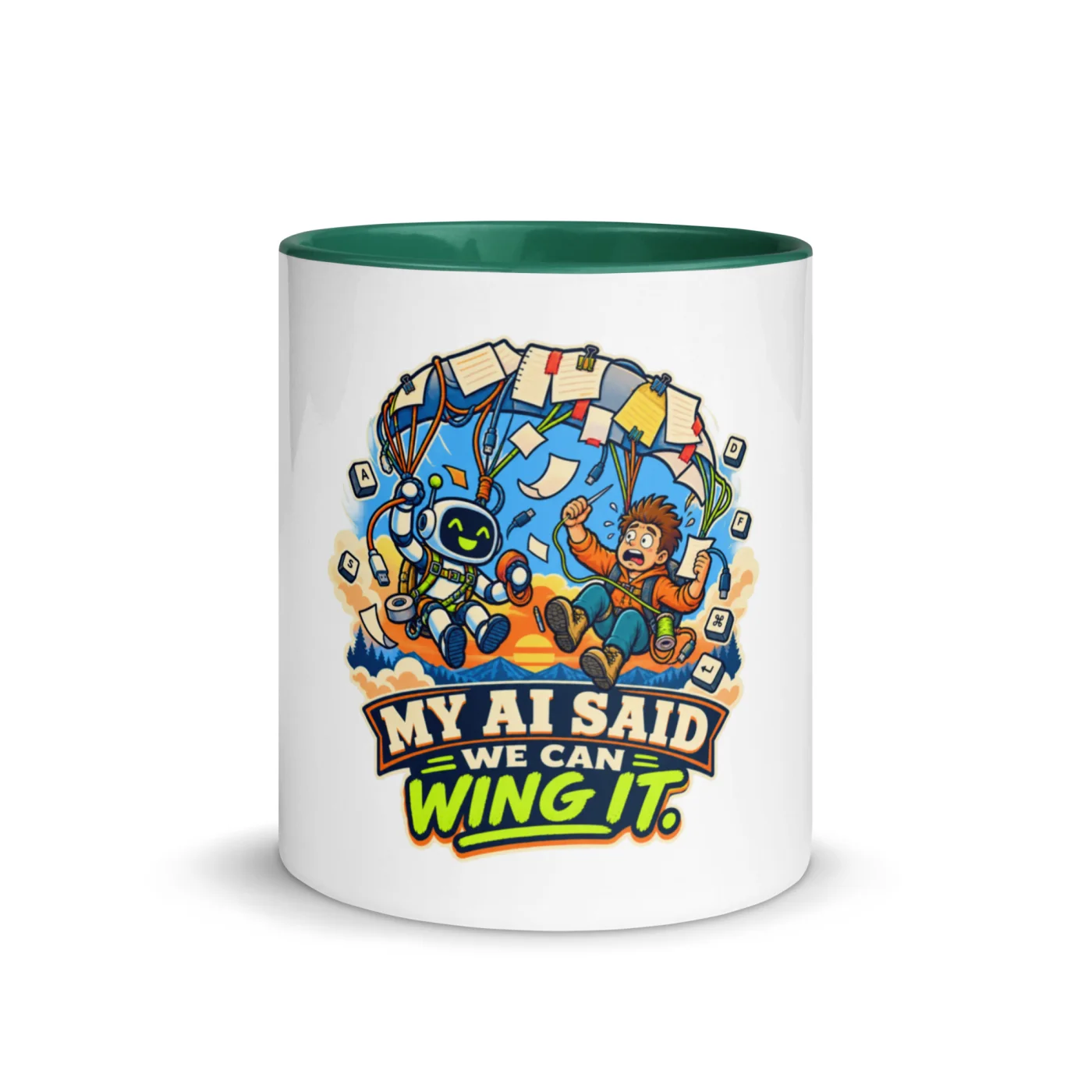 My AI Said We Can Wing It. - Funny AI Color-Inside Mug, Design A