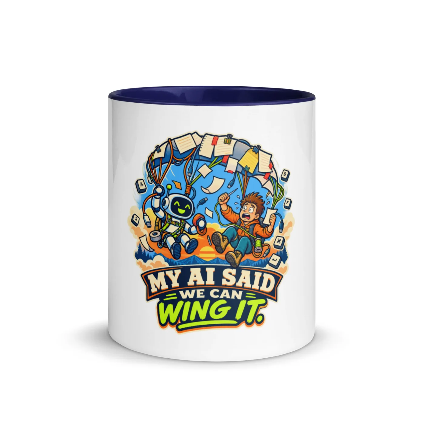My AI Said We Can Wing It. - Funny AI Color-Inside Mug, Design A
