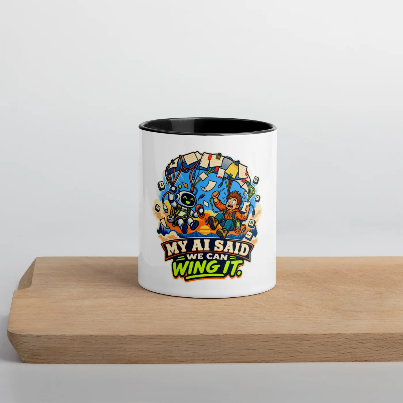 My AI Said We Can Wing It. - Funny AI Color-Inside Mug, Design A