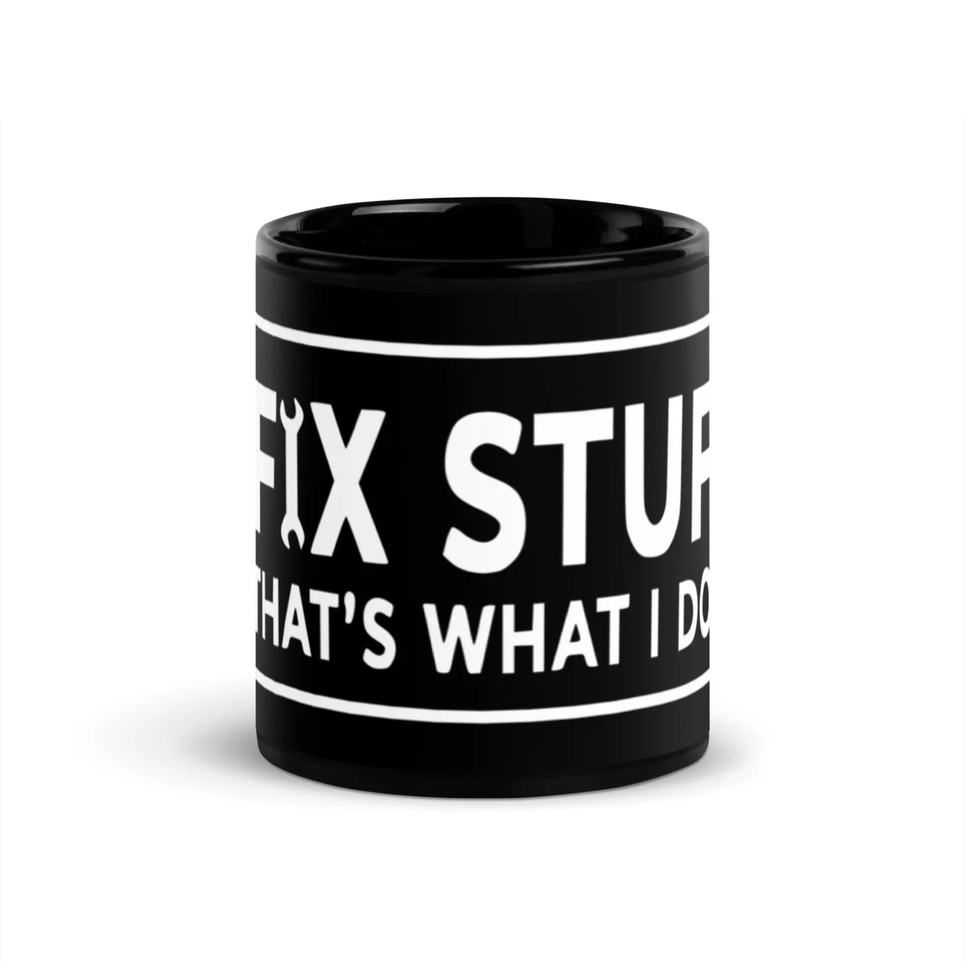 I Fix Stuff Black Coffee Mug, Handyman Mechanic Dad Gift