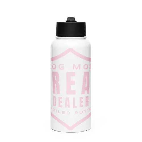 Dog Mom Treat Dealer Water Bottle, Spoiled Rotten Pink 32 oz Stainless Steel - 32 oz - White