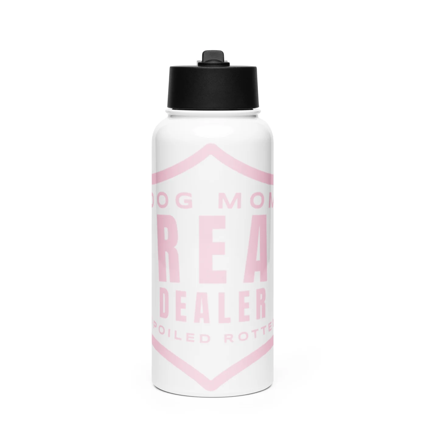 Dog Mom Treat Dealer Water Bottle, Spoiled Rotten Pink 32 oz Stainless Steel