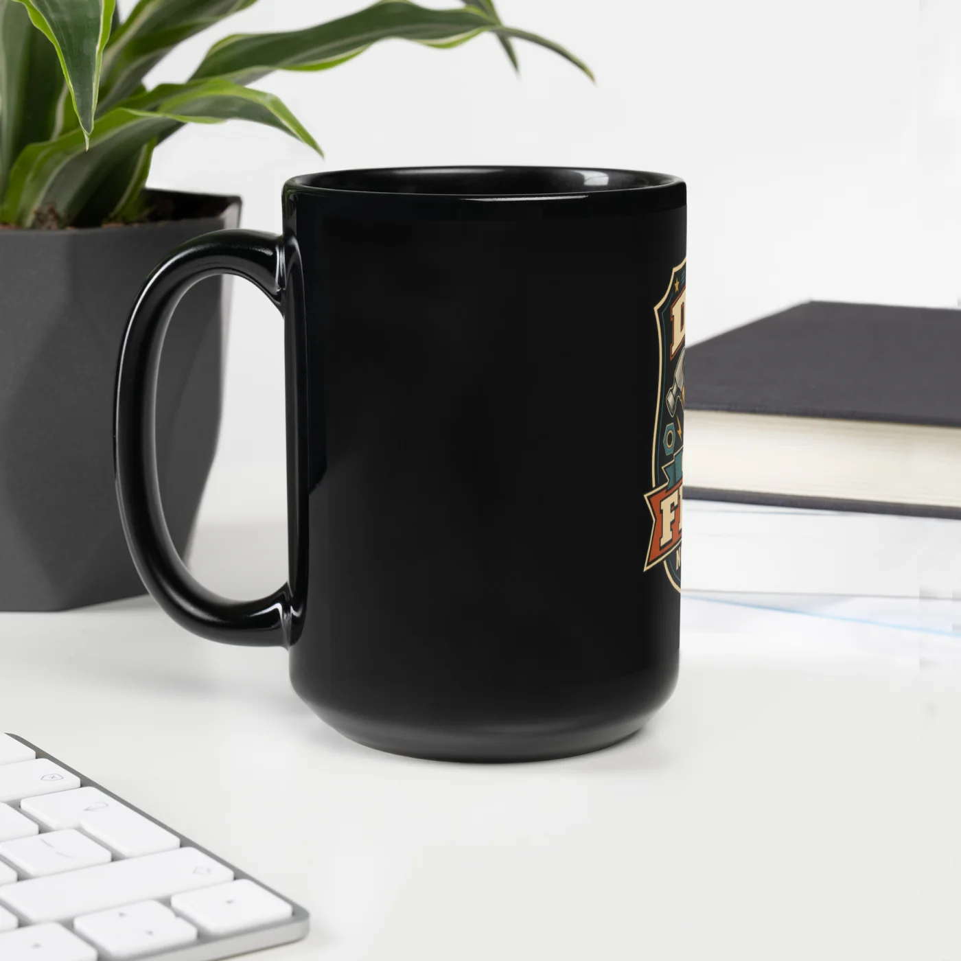 Black Coffee Mug, If Dad Can't Fix It, No One Can, Gear Crest, Dad Gift
