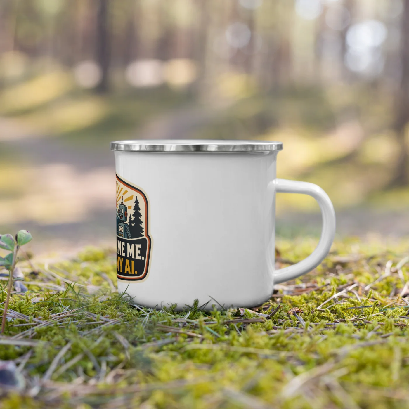 Enamel Camp Mug, Blame Robot, Don't Blame Me, Blame My AI