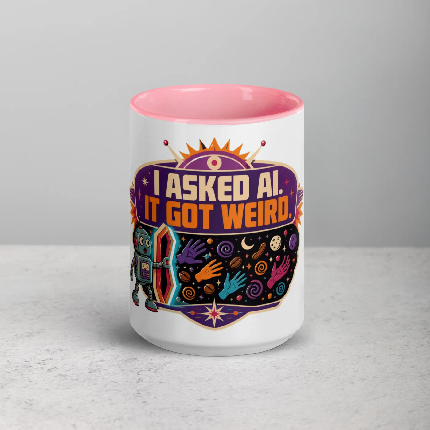 Color Inside Coffee Mug, Weird Robot: I Asked AI It Got Weird