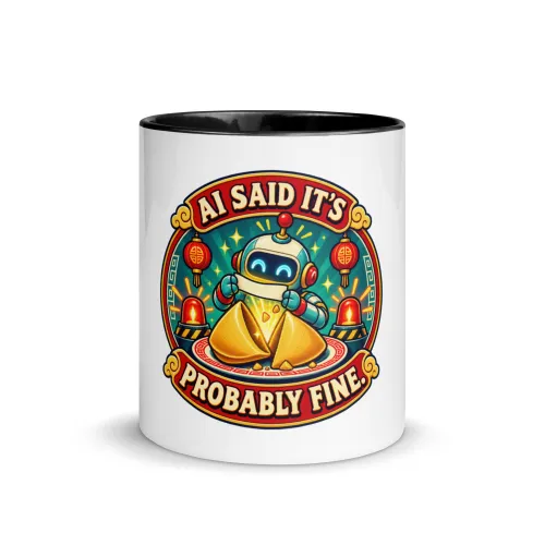 AI Said It's Probably Fine. - Funny AI Color-Inside Mug, Design A - 11 oz - Black