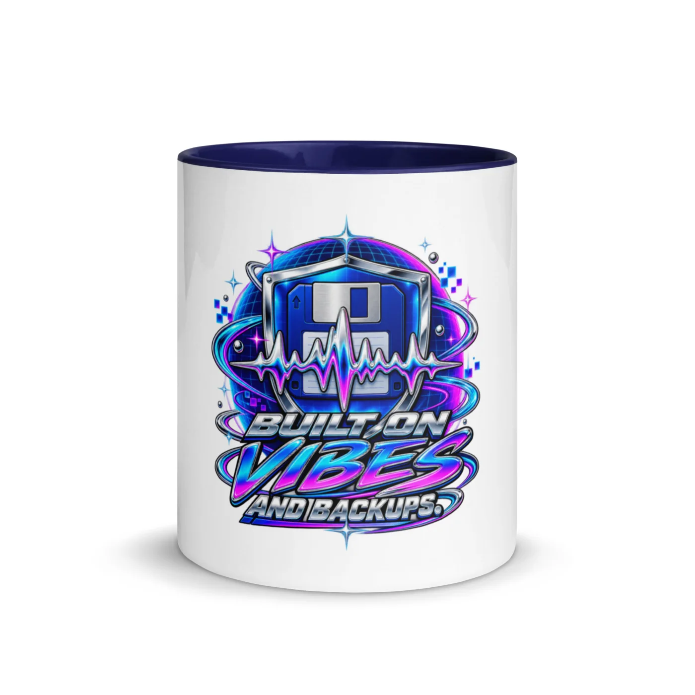 Built on Vibes and Backups - Funny AI Color-Inside Mug, Design A