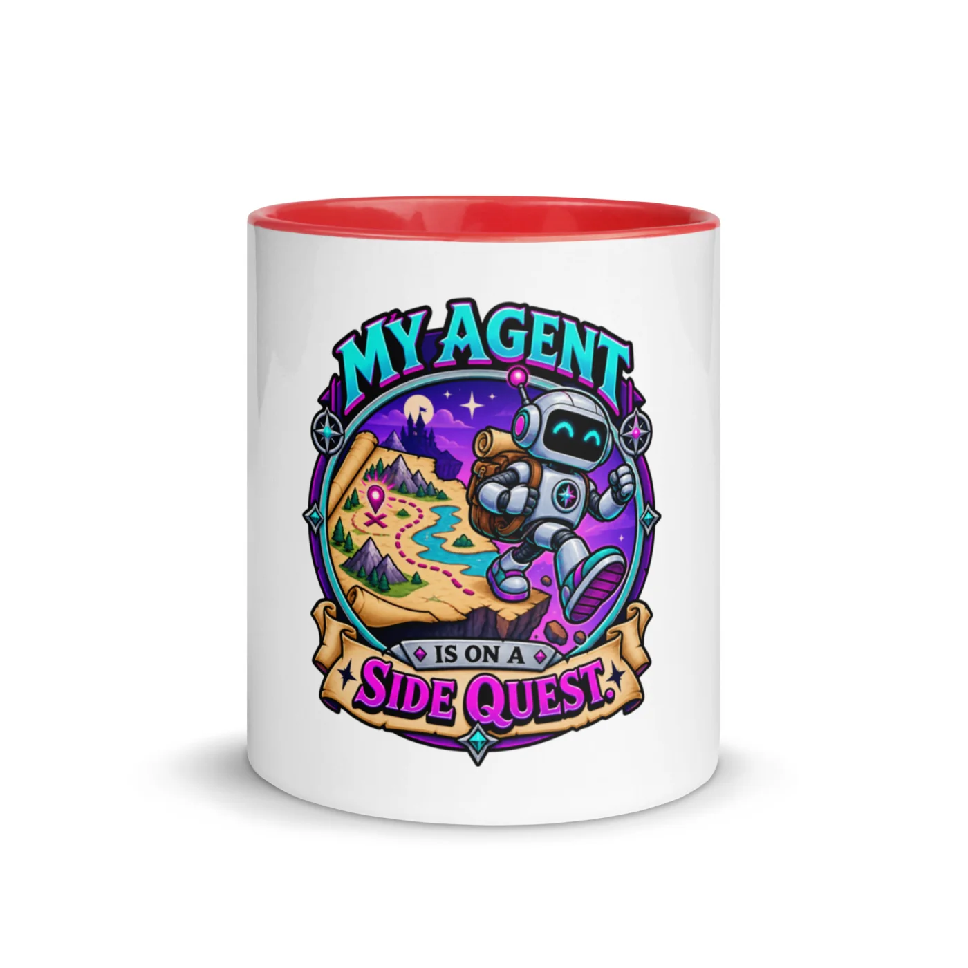My Agent Is on a Side Quest - Funny AI Color-Inside Mug, Design B