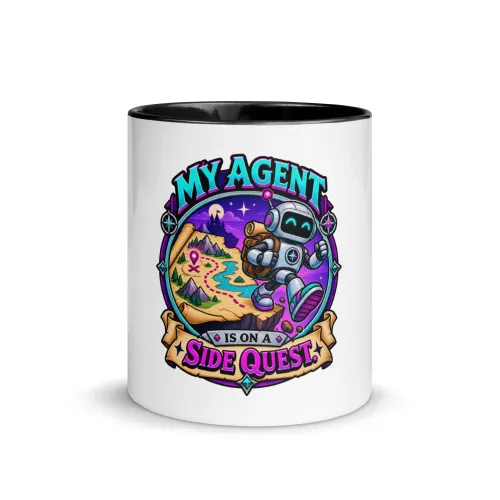 My Agent Is on a Side Quest - Funny AI Color-Inside Mug, Design B - 11 oz - Black