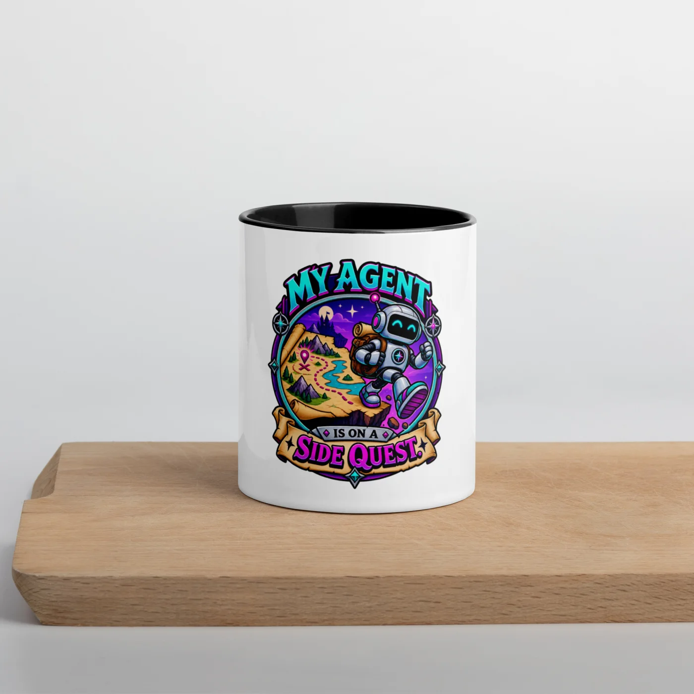 My Agent Is on a Side Quest - Funny AI Color-Inside Mug, Design B
