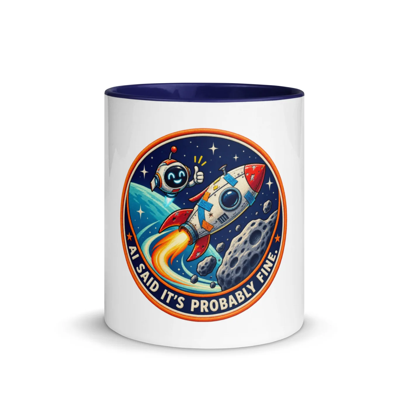 AI Said It's Probably Fine. - Funny AI Color-Inside Mug, Design B