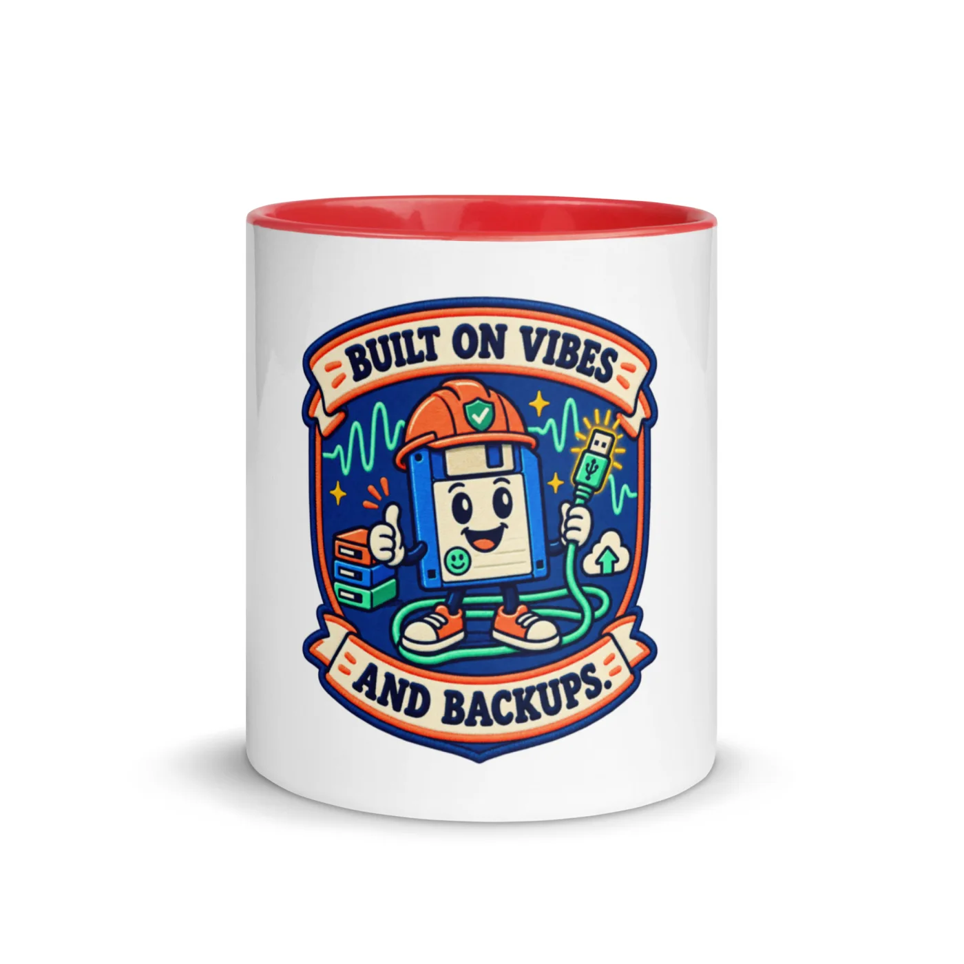 Built on Vibes and Backups - Funny AI Color-Inside Mug, Design B