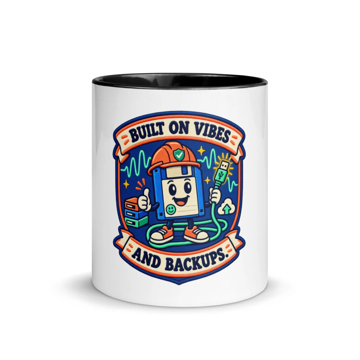 Built on Vibes and Backups - Funny AI Color-Inside Mug, Design B