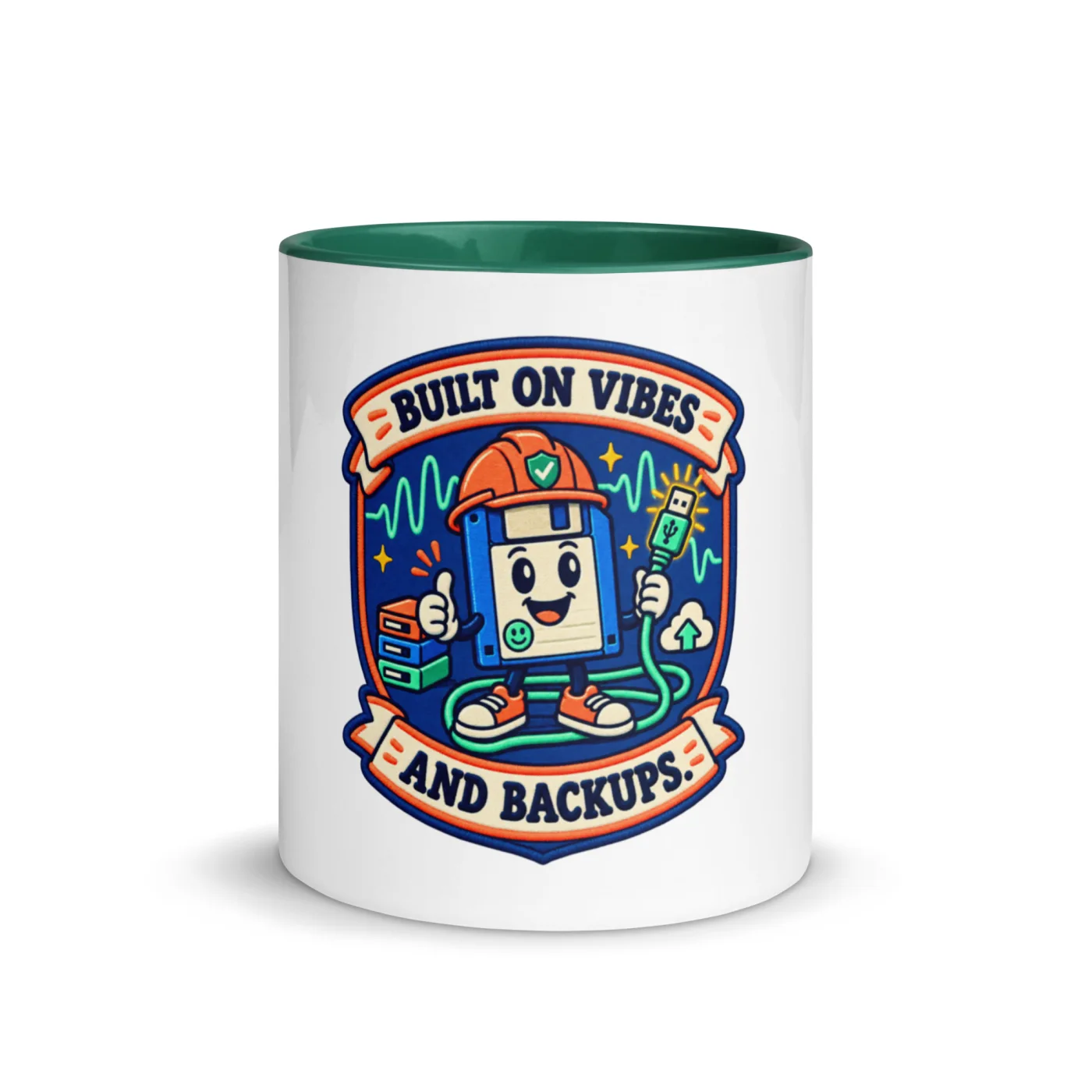 Built on Vibes and Backups - Funny AI Color-Inside Mug, Design B
