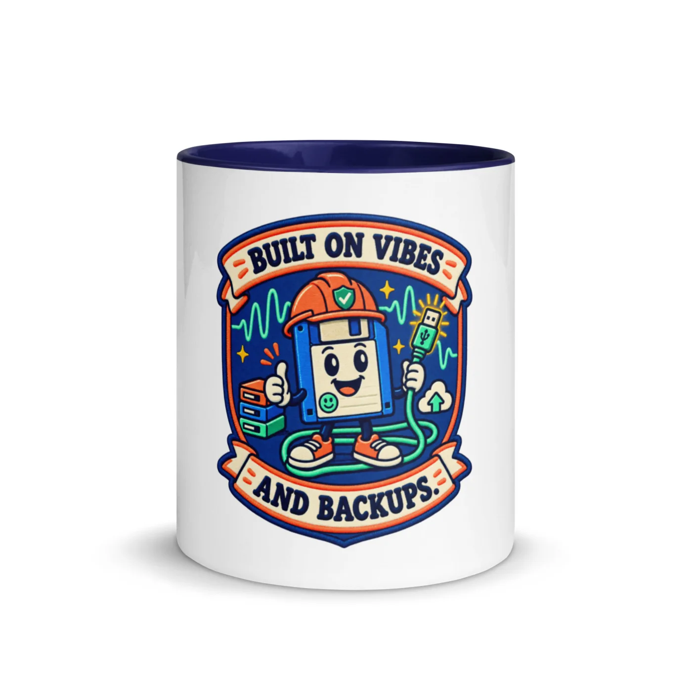 Built on Vibes and Backups - Funny AI Color-Inside Mug, Design B