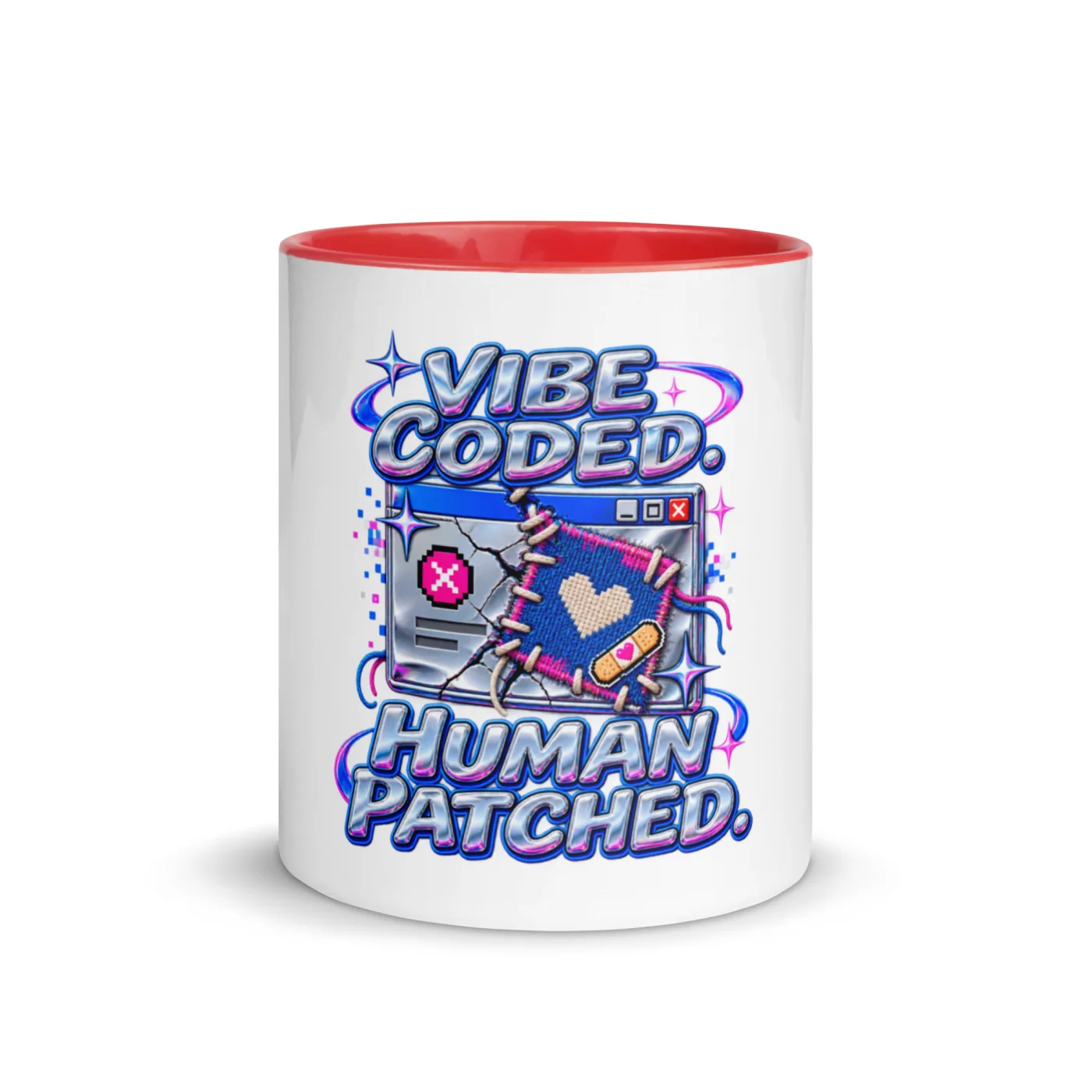 Vibe Coded. Human Patched. - Funny AI Color-Inside Mug, Design A