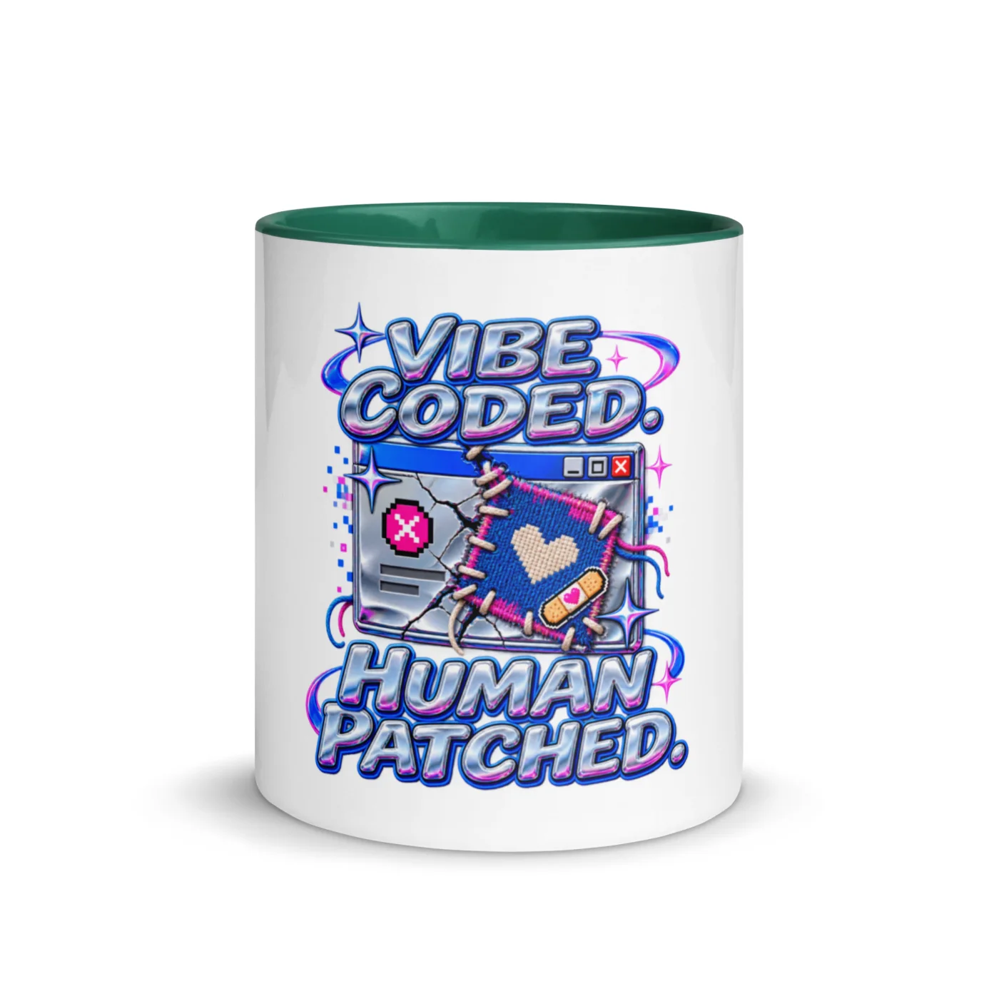 Vibe Coded. Human Patched. - Funny AI Color-Inside Mug, Design A