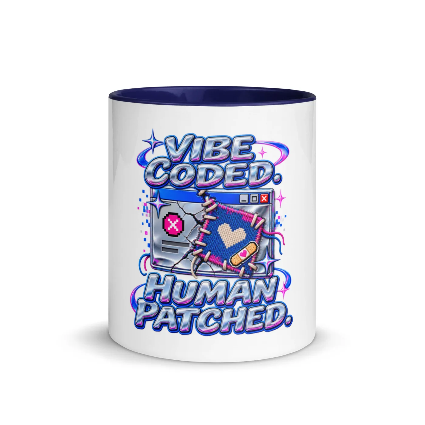 Vibe Coded. Human Patched. - Funny AI Color-Inside Mug, Design A