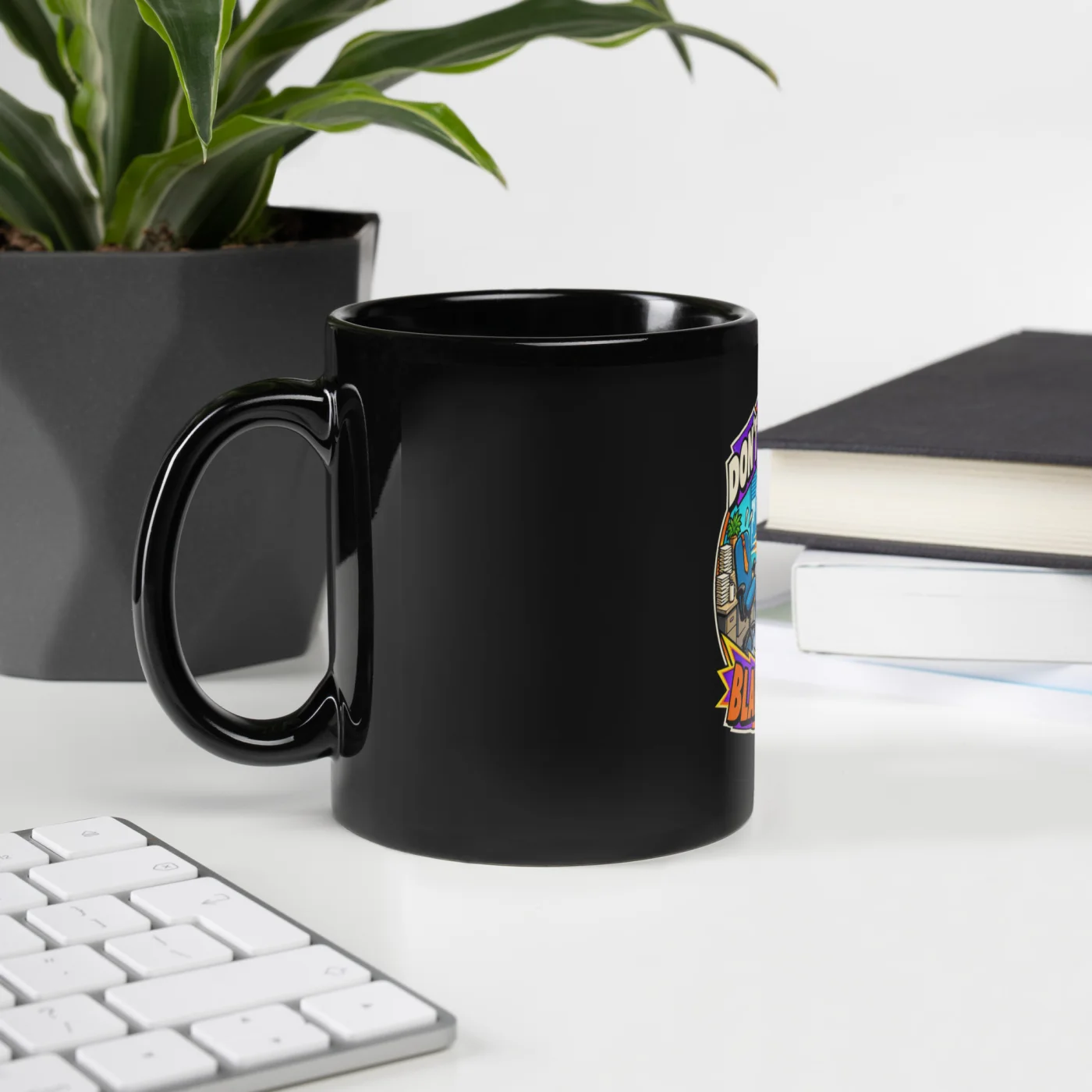Don't Blame Me. Blame My AI. - Funny AI Black Glossy Mug, Design B