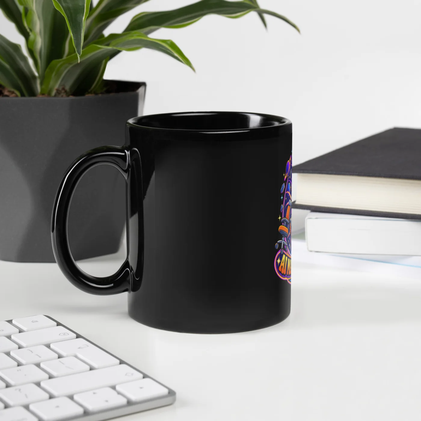 AI Made Me Do It. - Funny AI Black Glossy Mug, Design B
