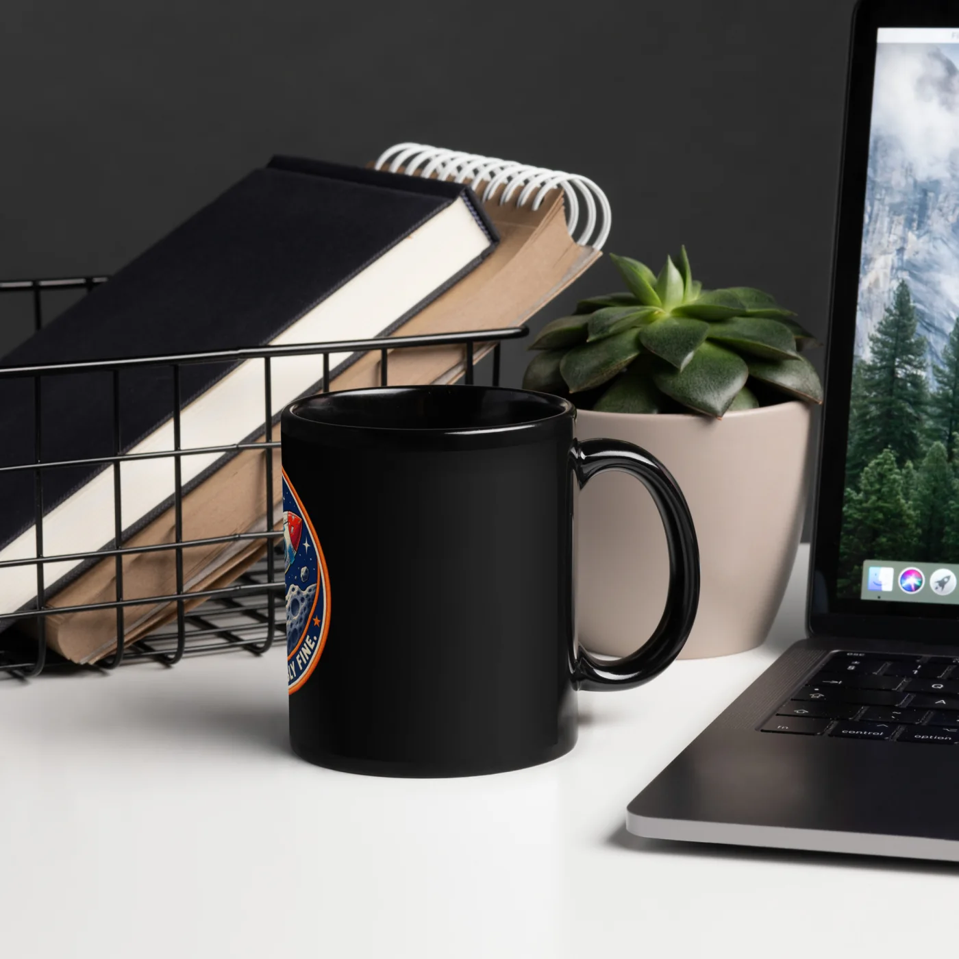 AI Said It's Probably Fine. - Funny AI Black Glossy Mug, Design B