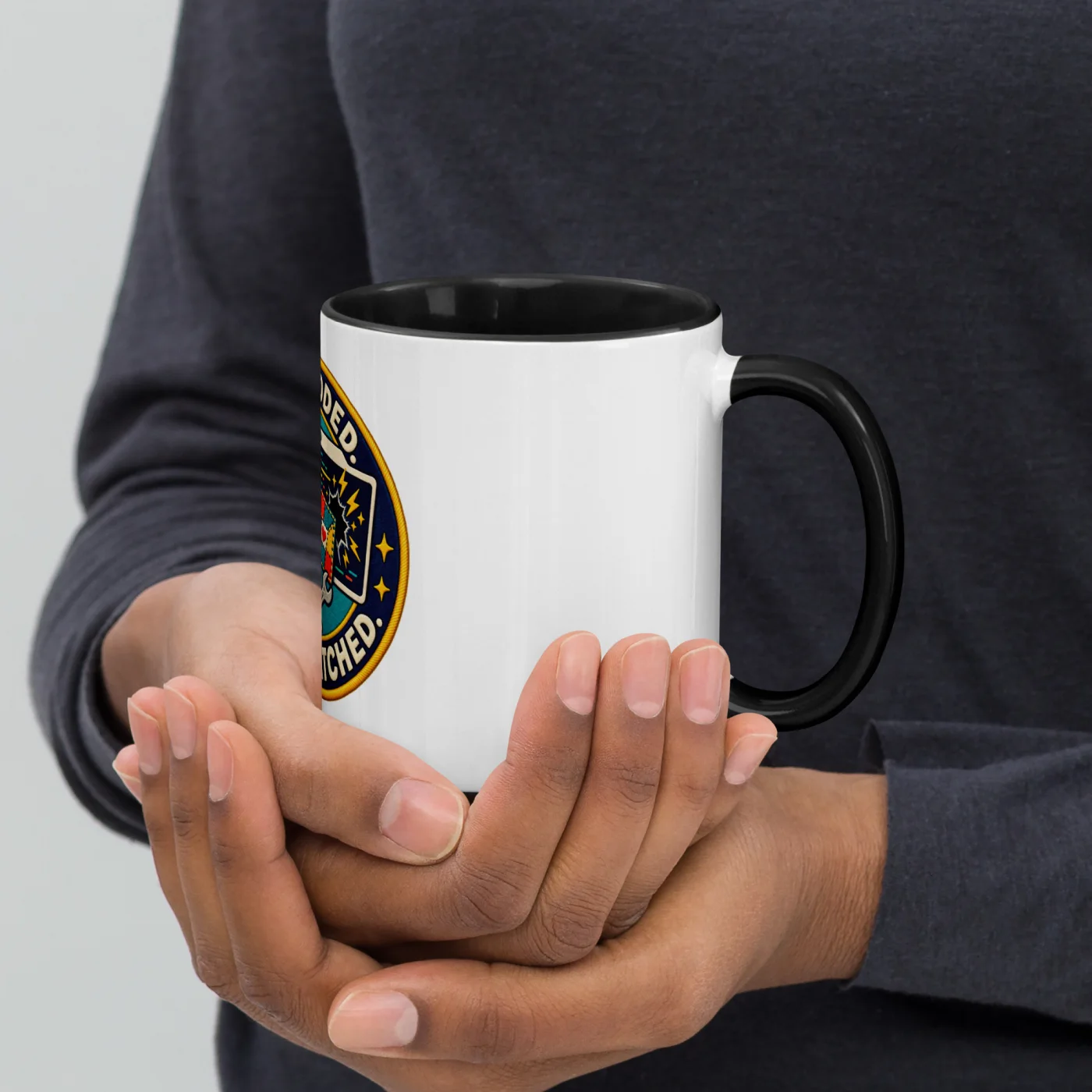 Vibe Coded. Human Patched. - Funny AI Color-Inside Mug, Design B