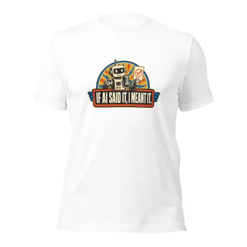 Funny AI T-Shirt, Retro Robot: If AI Said It, I Meant It. - 5XL - White