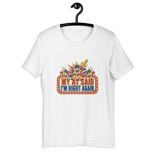Funny AI T-Shirt, Retro Robot: My AI Said I'm Right Again. - 5XL - White