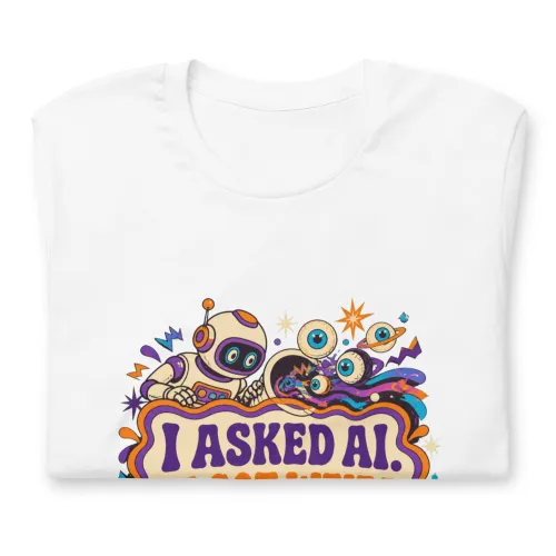 Funny AI T-Shirt, Funny Robot: I Asked AI. It Got Weird. - 5XL - White