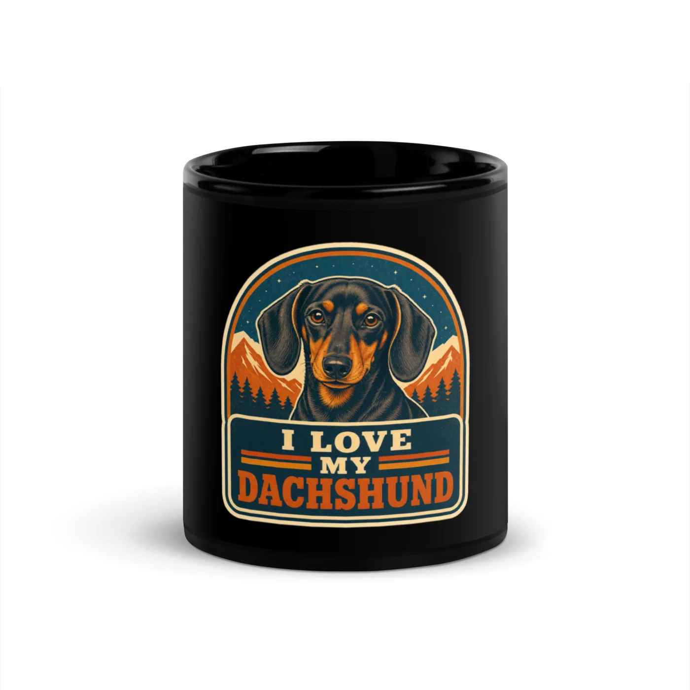 Black Coffee Mug, Dachshund Gift: I Love My Dachshund