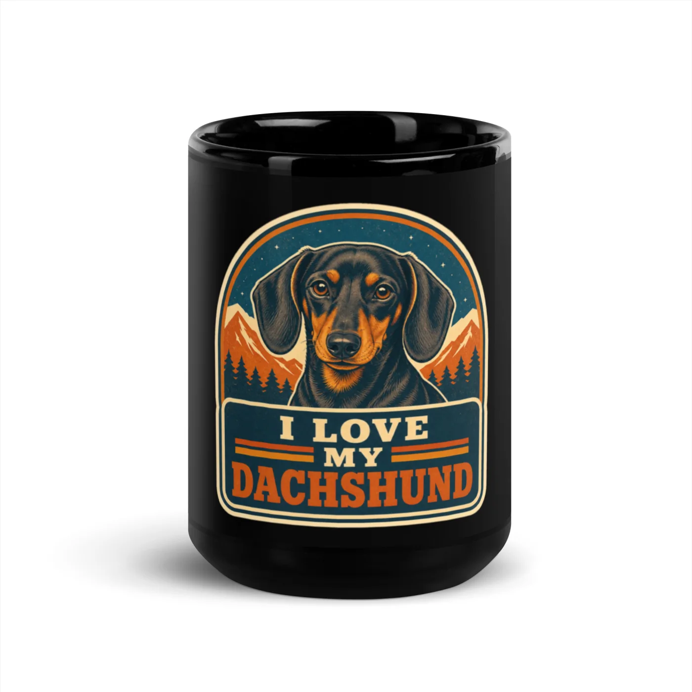 Black Coffee Mug, Dachshund Gift: I Love My Dachshund