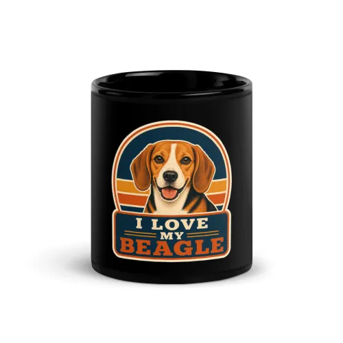 Black Coffee Mug, Beagle Gift: I Love My Beagle - 11 oz - Black