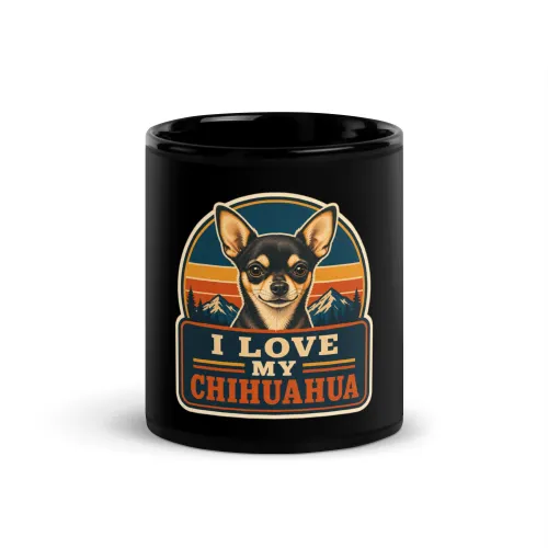 Black Coffee Mug, Chihuahua Gift: I Love My Chihuahua - 11 oz - Black