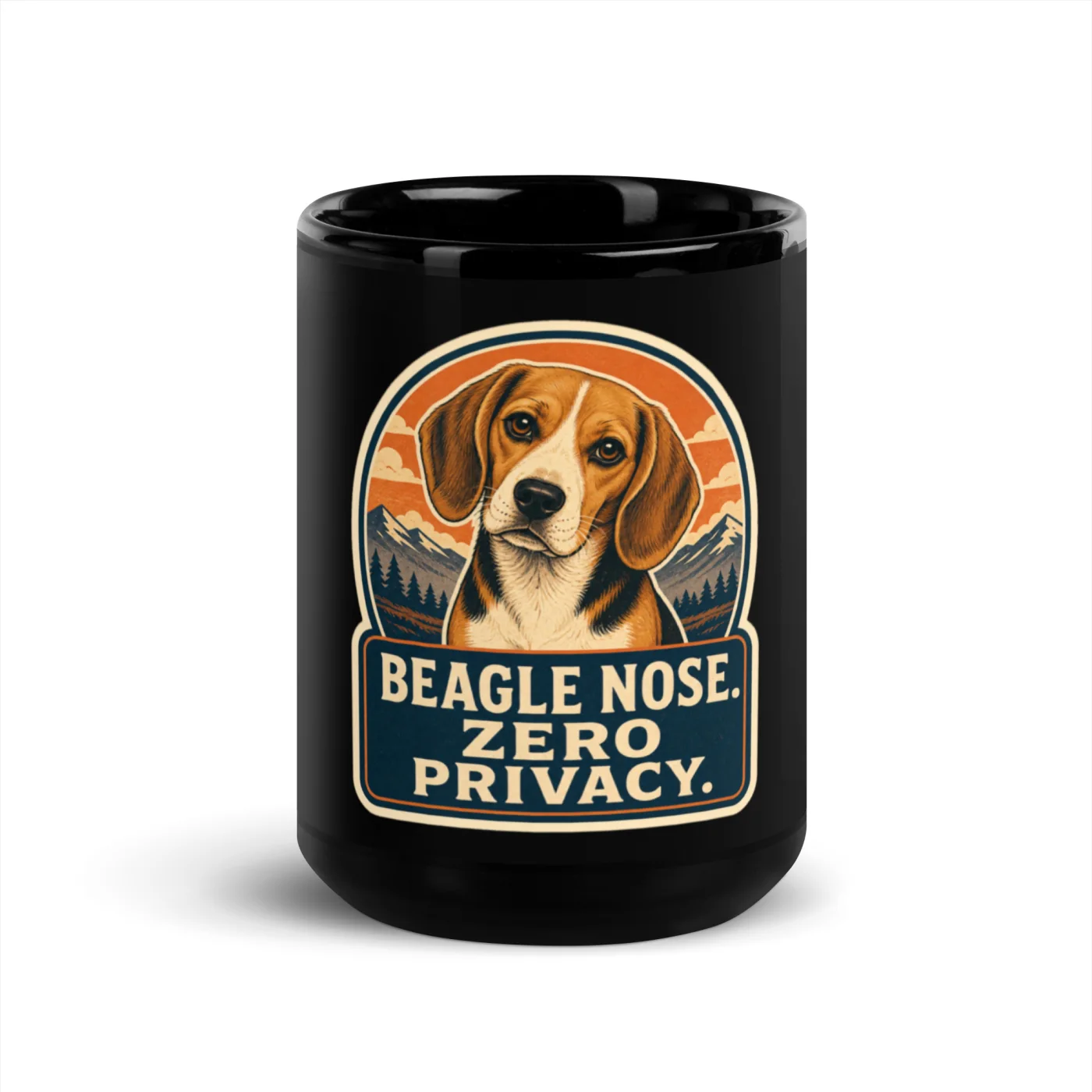 Black Coffee Mug, Beagle Gift: Beagle Nose. Zero Privacy.