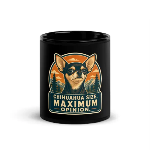 Black Coffee Mug, Chihuahua Gift: Chihuahua Size. Maximum Opinion. - 11 oz - Black