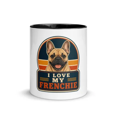 Color Inside Mug, French Bulldog Gift: I Love My Frenchie - 11 oz - Black