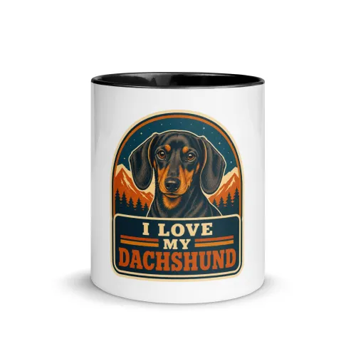 Color Inside Mug, Dachshund Gift: I Love My Dachshund - 11 oz - Black