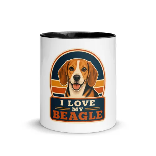 Color Inside Mug, Beagle Gift: I Love My Beagle - 11 oz - Black