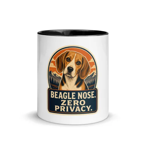 Color Inside Mug, Beagle Gift: Beagle Nose. Zero Privacy. - 11 oz - Black