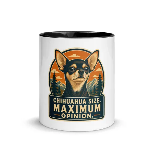 Color Inside Mug, Chihuahua Gift: Chihuahua Size. Maximum Opinion. - 11 oz - Black