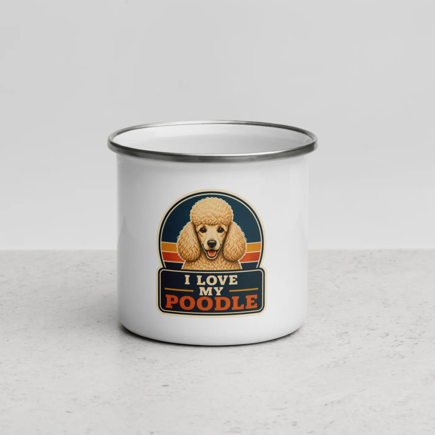 Enamel Camp Mug, Poodle Gift: I Love My Poodle
