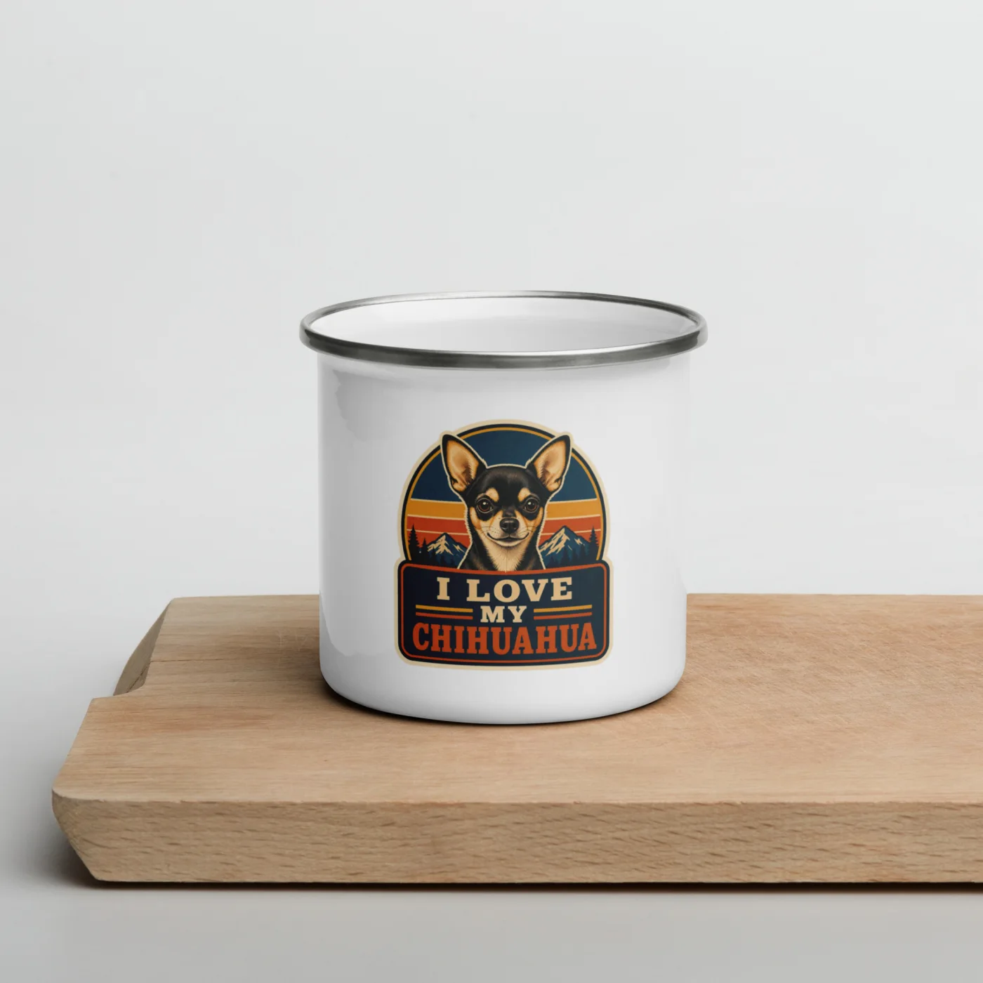 Enamel Camp Mug, Chihuahua Gift: I Love My Chihuahua