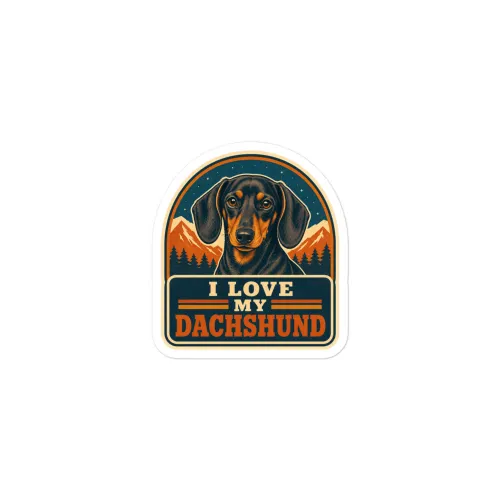 Dachshund Vinyl Sticker: I Love My Dachshund - 3″×3″ - White