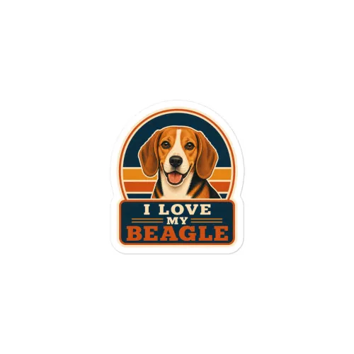 Beagle Vinyl Sticker: I Love My Beagle - 3″×3″ - White