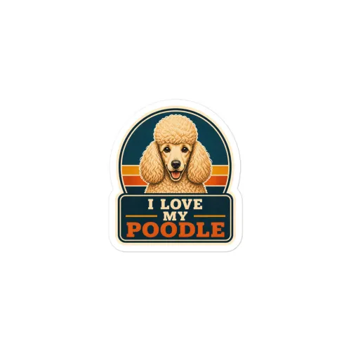Poodle Vinyl Sticker: I Love My Poodle - 3″×3″ - White