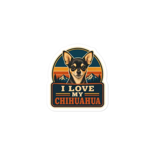 Chihuahua Vinyl Sticker: I Love My Chihuahua - 3″×3″ - White