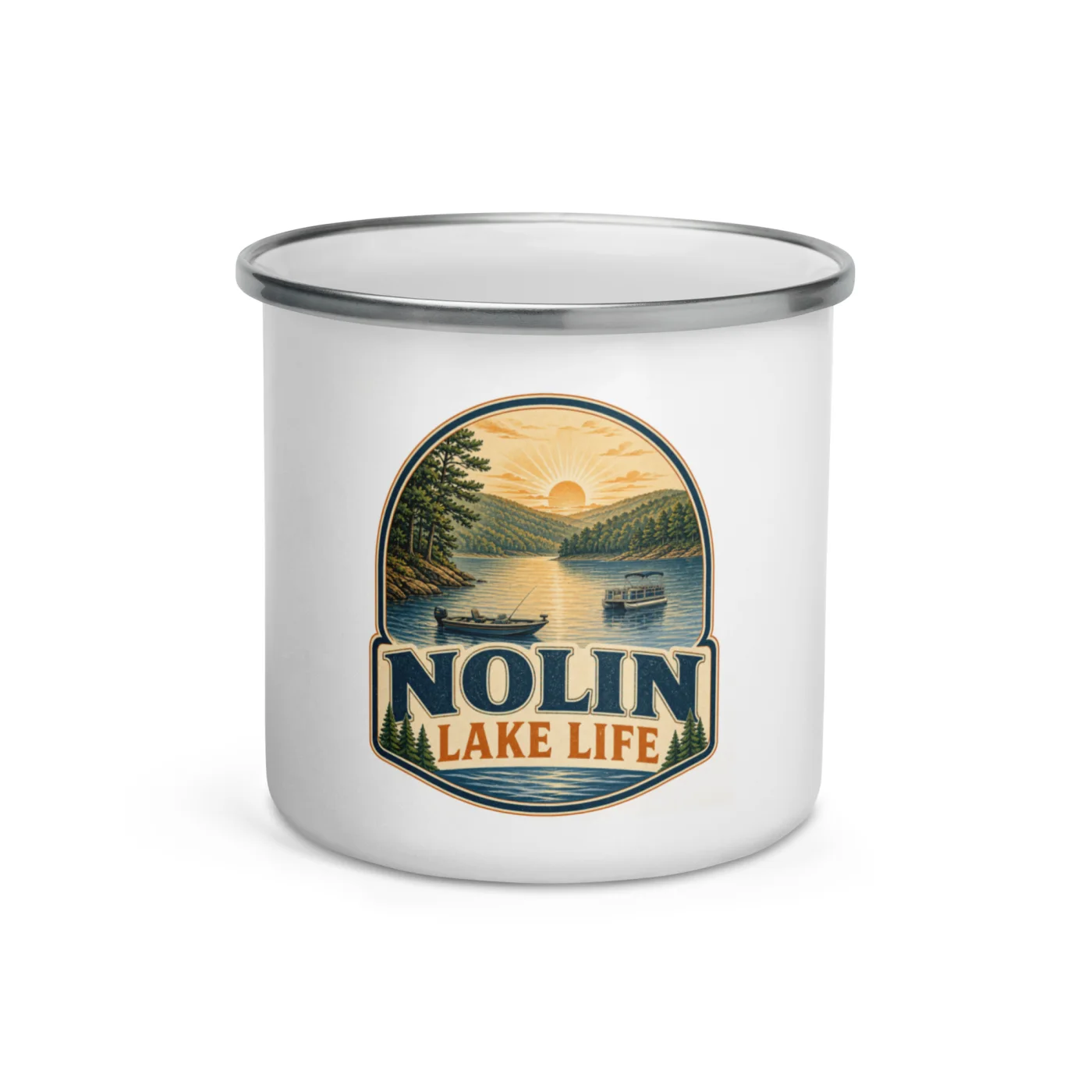 Enamel Camp Boat Mug, Nolin Lake Life, Vintage Badge